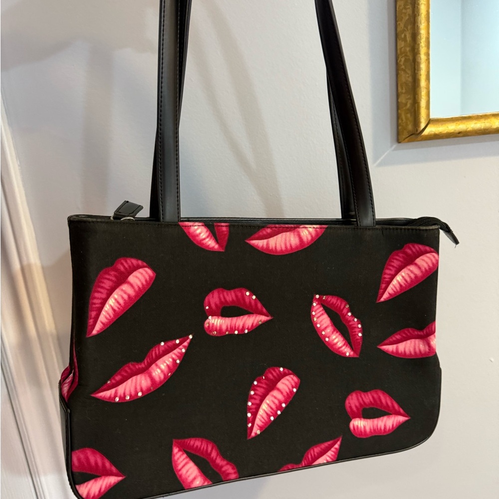 Stylish Black and Pink Lips Tote Bag